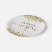 Assiettes En Carton Parties scintillant d'or Joyeux Noël (Angle)