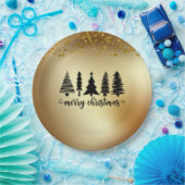 Assiettes En Carton Parties scintillant d'or Joyeux sapin de Noël (Fête)