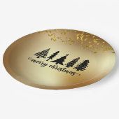 Assiettes En Carton Parties scintillant d'or Joyeux sapin de Noël (Angle)