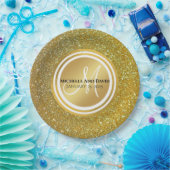 Assiettes En Carton Parties scintillant d'or Monogramme nouveau mariag (Fête)