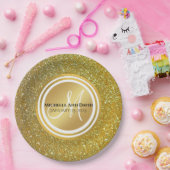 Assiettes En Carton Parties scintillant d'or Monogramme nouveau mariag (Fête)