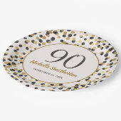 Assiettes En Carton Parties scintillant d'or noir Confetti 90e anniver (Angle)