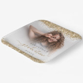 Assiettes En Carton Parties scintillant d'or Nom photo Graduation 2024 (Angulaire)