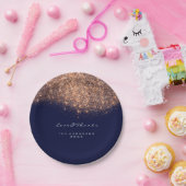 Assiettes En Carton Parties scintillant d'or rose Anniversaire Blue Na (Fête)