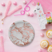 Assiettes En Carton Parties scintillant d'or Rose en marbre moderne (Fête)