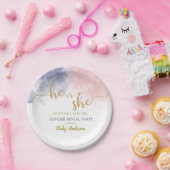 Assiettes En Carton Parties scintillant d'or rose et bleu foncé Révéla (Fête)