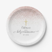 Assiettes En Carton Parties scintillant d'or Rose moderne Première com (Devant)