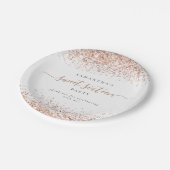 Assiettes En Carton Parties scintillant d'or rose Nom Sweet sixteen (Angle)