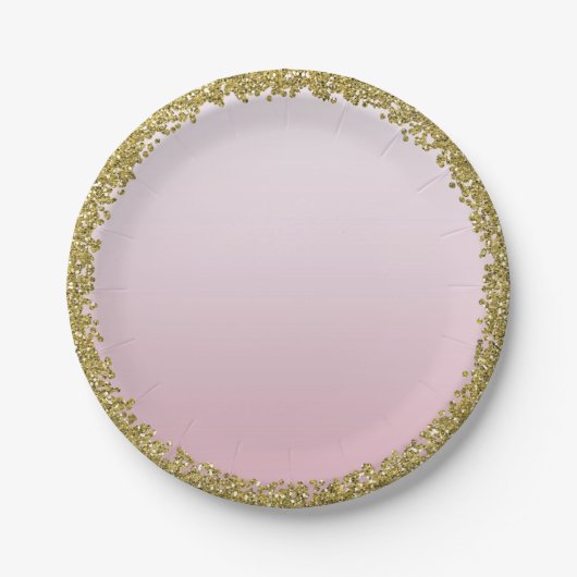 Assiettes En Carton Parties scintillant d'or rose vif Glam Sparkle Par (Devant)