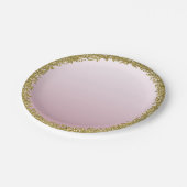 Assiettes En Carton Parties scintillant d'or rose vif Glam Sparkle Par (Angle)