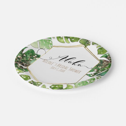 Assiettes En Carton Parties scintillant d'or Sparkle Glam Tropical Feu (Angle)