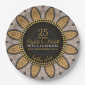 Assiettes En Carton Parties scintillant d'or tournesol Anniversaire mo (Devant)