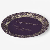 Assiettes En Carton Parties scintillant d'or violet personnalisé (Angle)