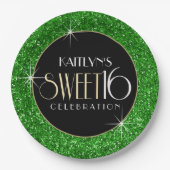 Assiettes En Carton Parties scintillant douce 16 Faux verte (Devant)