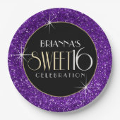 Assiettes En Carton Parties scintillant douce 16 Faux violet (Devant)