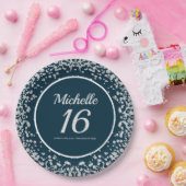 Assiettes En Carton Parties scintillant en argent bleu marine 16e anni (Fête)