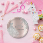 Assiettes En Carton Parties scintillant en argent, robe Rose Gold Swee (Fête)