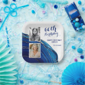 Assiettes En Carton Parties scintillant en marbre bleu 2 Photo Anniver (Fête)