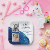 Assiettes En Carton Parties scintillant en marbre bleu 2 Photo Anniver (Fête)