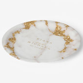 Assiettes En Carton Parties scintillant en marbre moderne Mariage Gold (Angle)