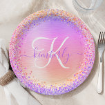 Assiettes En Carton Parties scintillant en métal brossé rose violet No<br><div class="desc">Personnalisez facilement ce design chic et branché de plaque en papier avec une parties scintillant brillante et colorée sur un arrière - plan métallique brossé.</div>