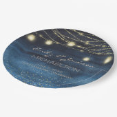 Assiettes En Carton Parties scintillant en or bleu marine Mariage (Angle)