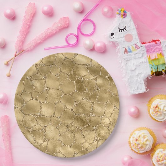 Assiettes En Carton Parties scintillant en or Giraffe (Fête)