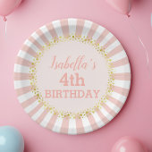 Assiettes En Carton Parties scintillant en or rayé rose blanc Confetti