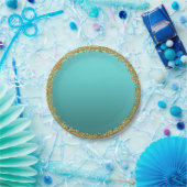 Assiettes En Carton Parties scintillant en or trempé Turquoise Aqua Gl (Fête)