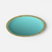Assiettes En Carton Parties scintillant en or trempé Turquoise Aqua Gl (Angle)