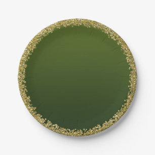 Assiettes En Carton Parties scintillant en or trempé vert Glam Sparkle