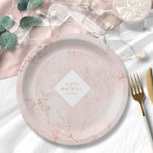 Assiettes En Carton Parties scintillant en pierre Rose Mariage Gold ID