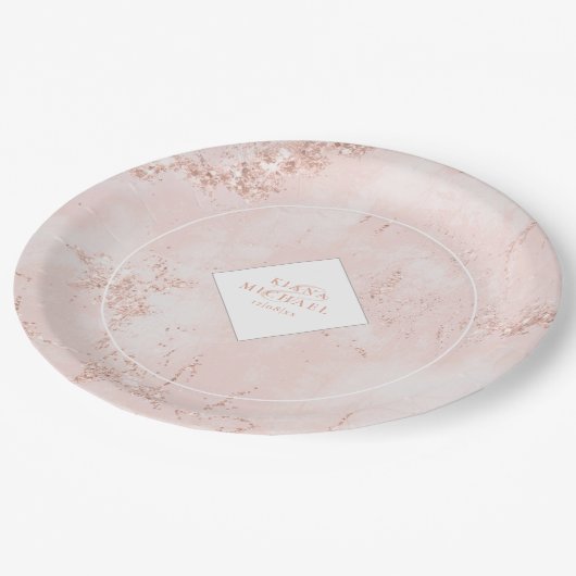 Assiettes En Carton Parties scintillant en pierre Rose Mariage Gold ID (Angle)