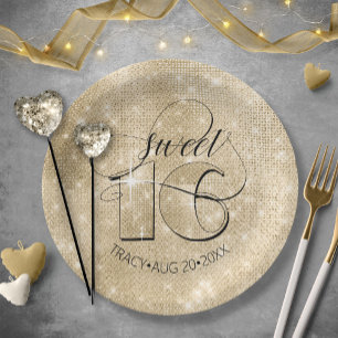 Assiettes En Carton Parties scintillant et brillant 16 Gold ID675