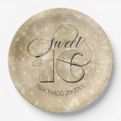 Assiettes En Carton Parties scintillant et brillant 16 Gold ID675 (Devant)