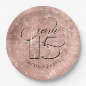 Assiettes En Carton Parties scintillant et Shine Quinceanera Rose Gold (Devant)