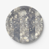 Assiettes En Carton Parties scintillant étincelle en argent glam glam  (Devant)