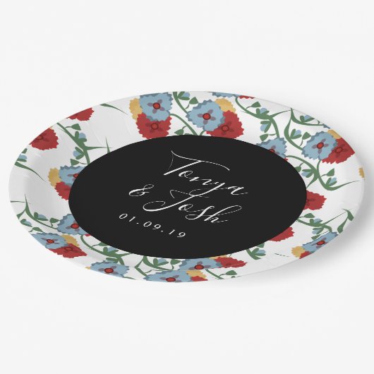 Assiettes En Carton Parties scintillant Florale mexicaine Mariage de p (Angle)