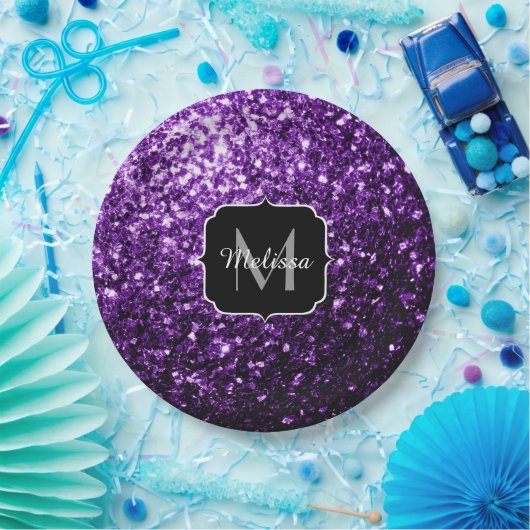 Assiettes En Carton Parties scintillant foncé violet faux brillant sci (Fête)
