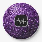 Assiettes En Carton Parties scintillant foncé violet faux brillant sci (Devant)