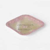 Assiettes En Carton Parties scintillant Glam Rose Gold Anniversaire (Angulaire)
