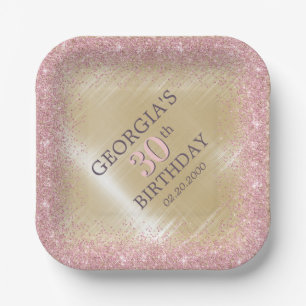 Assiettes En Carton Parties scintillant Glam Rose Gold Anniversaire