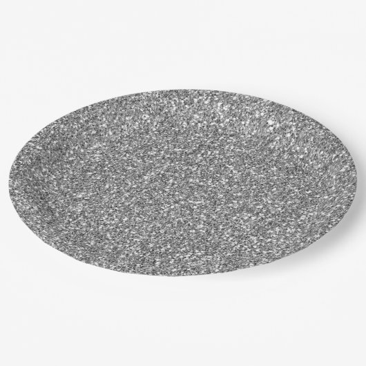 Assiettes En Carton Parties scintillant Glam Silver Faux (Angle)