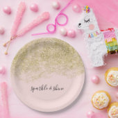 Assiettes En Carton Parties scintillant Gold Faux rose pâle étincelle (Fête)
