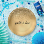 Assiettes En Carton Parties scintillant Gold Glam Sparkle Faux (Fête)