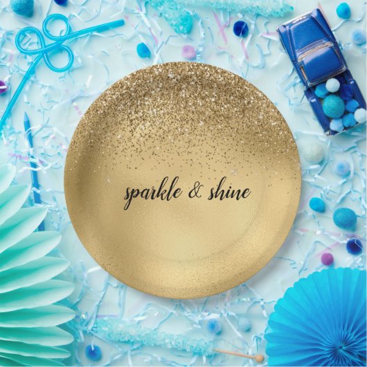 Assiettes En Carton Parties scintillant Gold Glam Sparkle Faux (Fête)