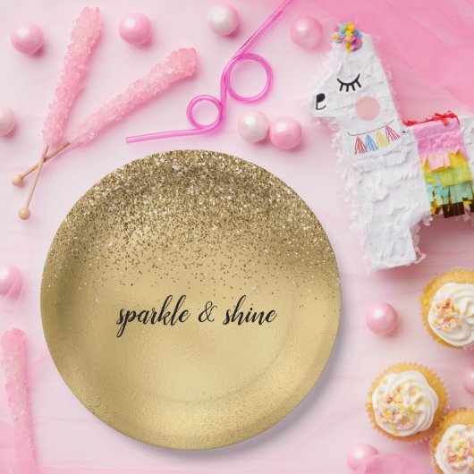 Assiettes En Carton Parties scintillant Gold Glam Sparkle Faux (Fête)