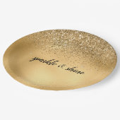 Assiettes En Carton Parties scintillant Gold Glam Sparkle Faux (Angle)