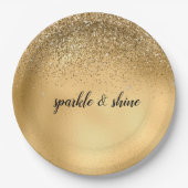 Assiettes En Carton Parties scintillant Gold Glam Sparkle Faux (Devant)