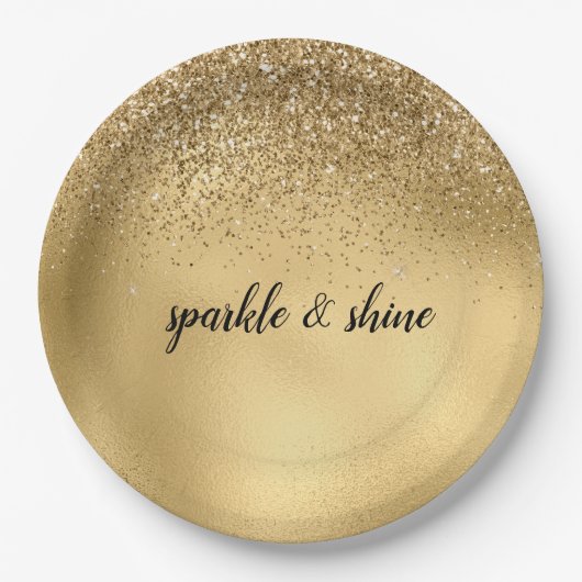 Assiettes En Carton Parties scintillant Gold Glam Sparkle Faux (Devant)